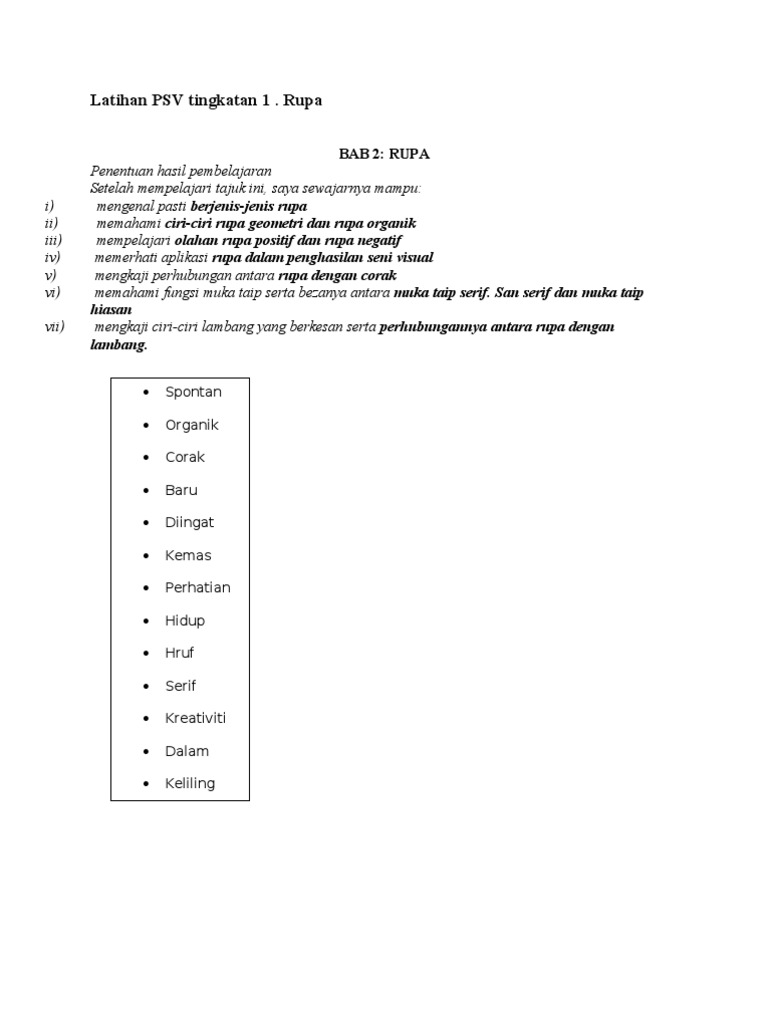 Latihan Psv Tingkatan 1 Pdf