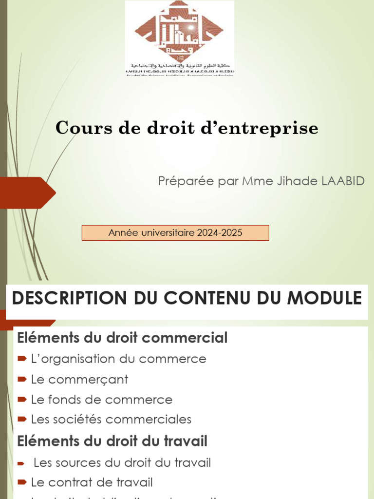 Cours de Droit D'entreprise Partie 1 | PDF | Lettre de change | Commerce