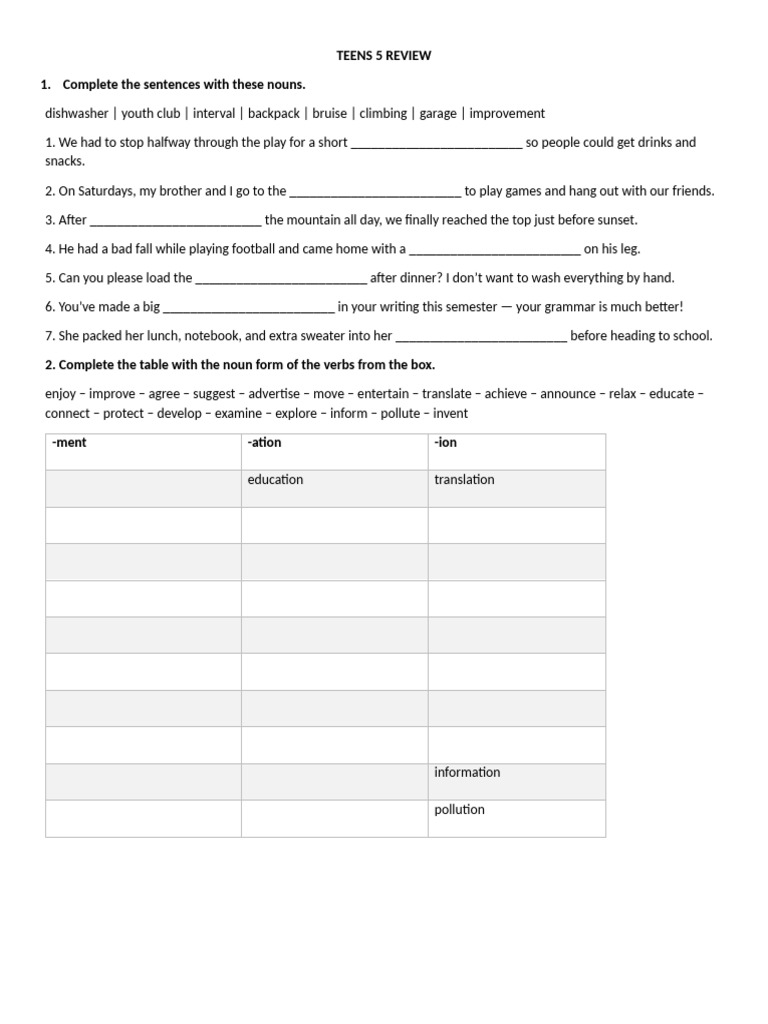 Teens 5 Review | PDF | Linguistic Morphology | Linguistics