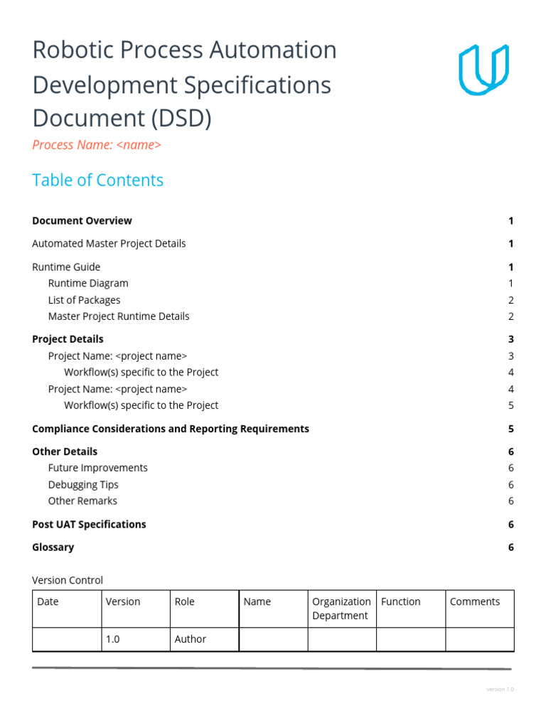 Starter Template Development Specifications Document DSD | PDF ...