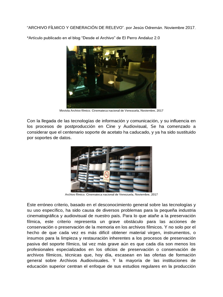 Archivo Fílmico y Generación de Relevo | PDF
