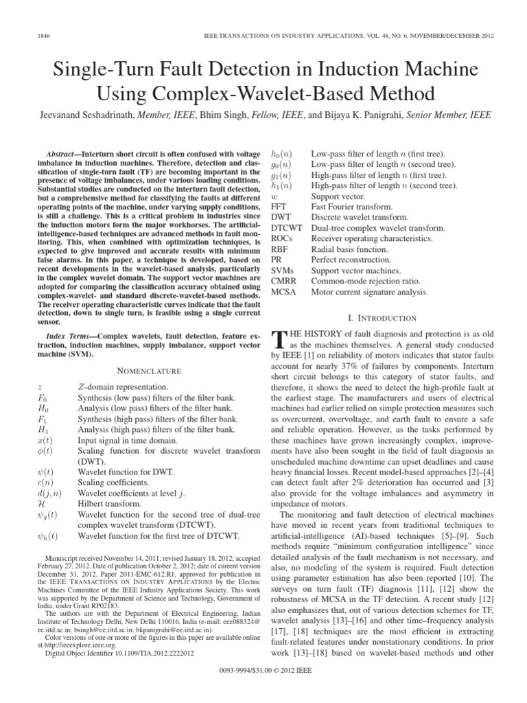 3 - Single Turn Fault Detection in Induction Machines | PDF | Wavelet ...