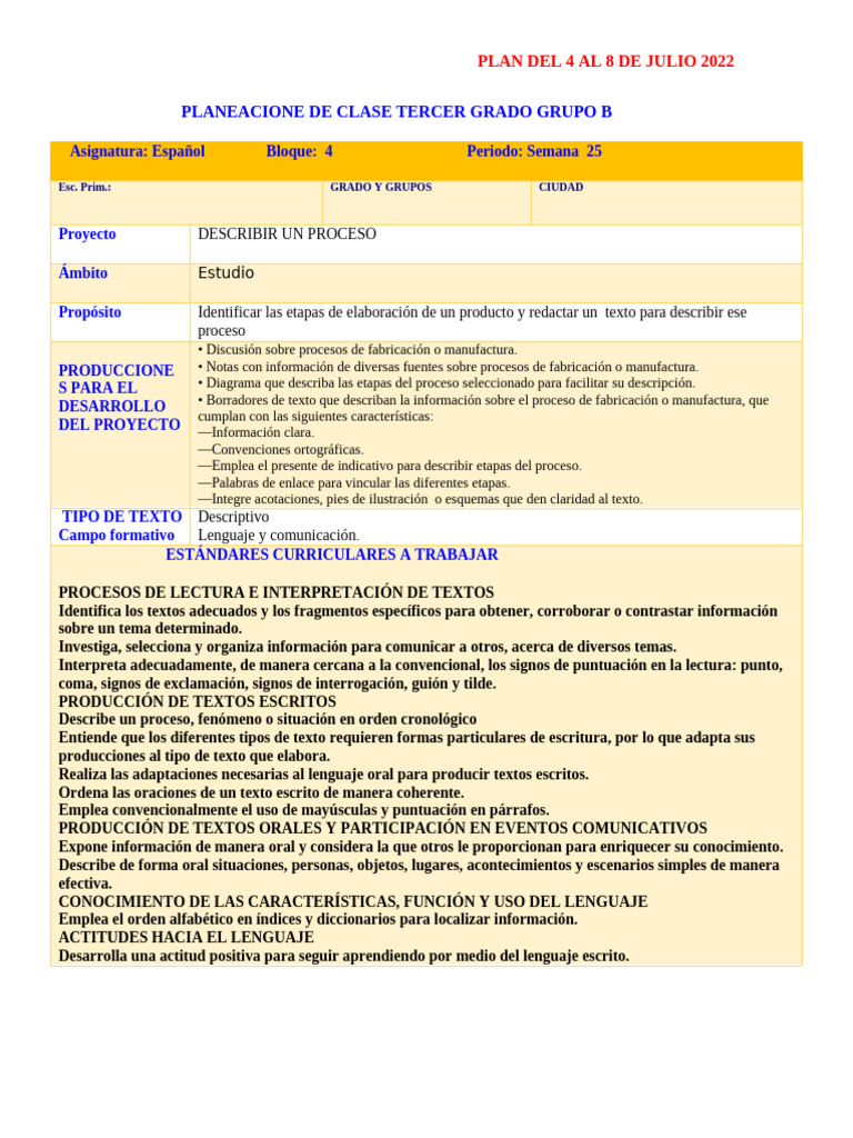Planeacione de Clase Tercer Grado Grupo B | PDF | Comunicación | Democracia