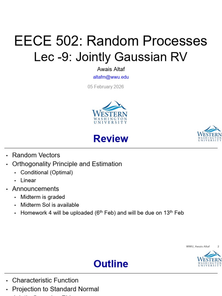 EECE 502 Lec9 Joint Gaussian | PDF | Normal Distribution | Probability ...