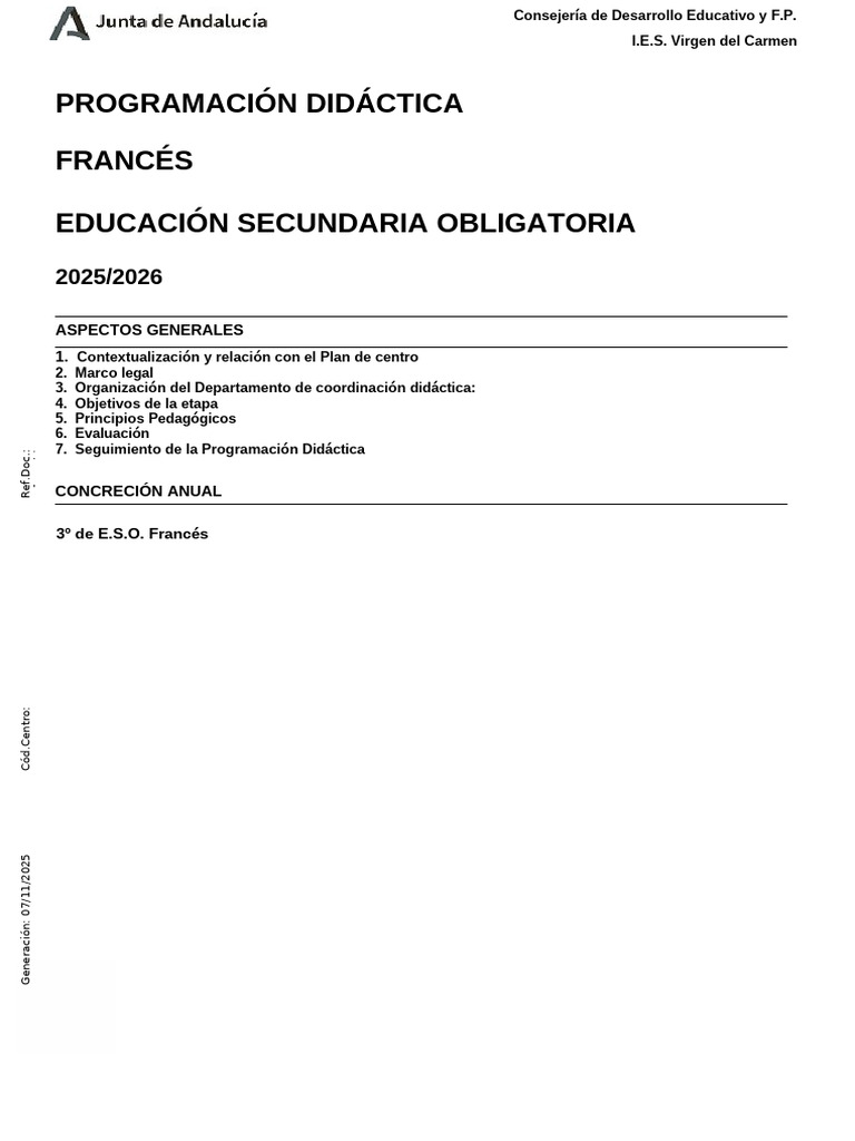 3ºESO Propuesta Pedagogica Programaciones Didacticas-6 | PDF | Plan de ...
