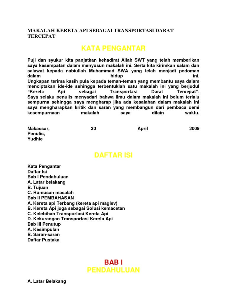 Makalah Kereta Api Sebagai Transportasi Darat Tercepat