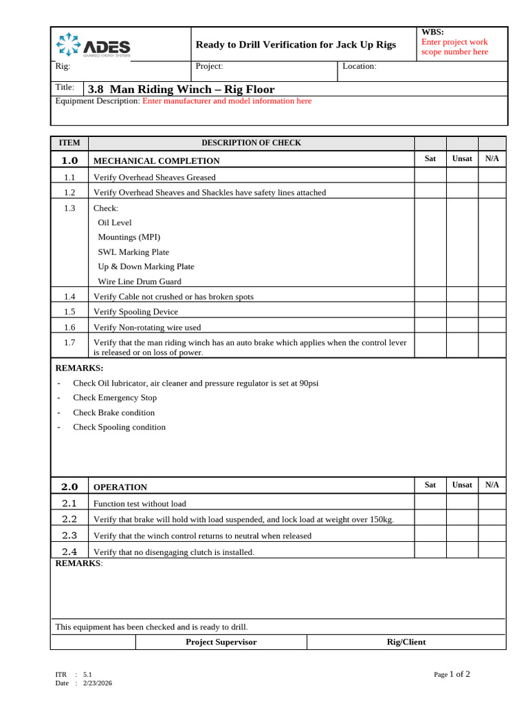 3.8 Rig Floor Man Riding Winch | PDF
