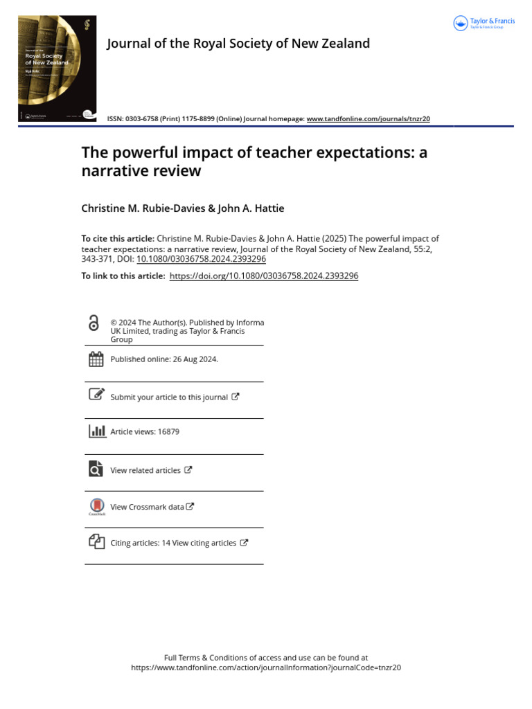 The Powerful Impact of Teacher Expectations A Narrative Review | PDF ...