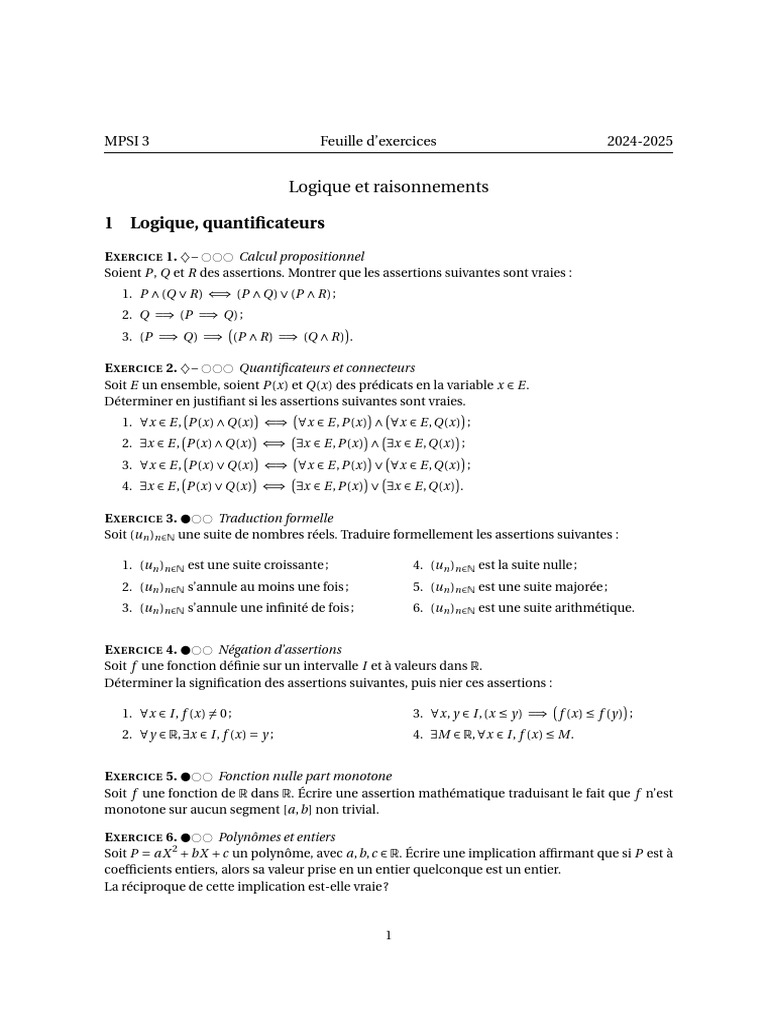 00 Logique | PDF | Logique mathématique | Analyse mathématique