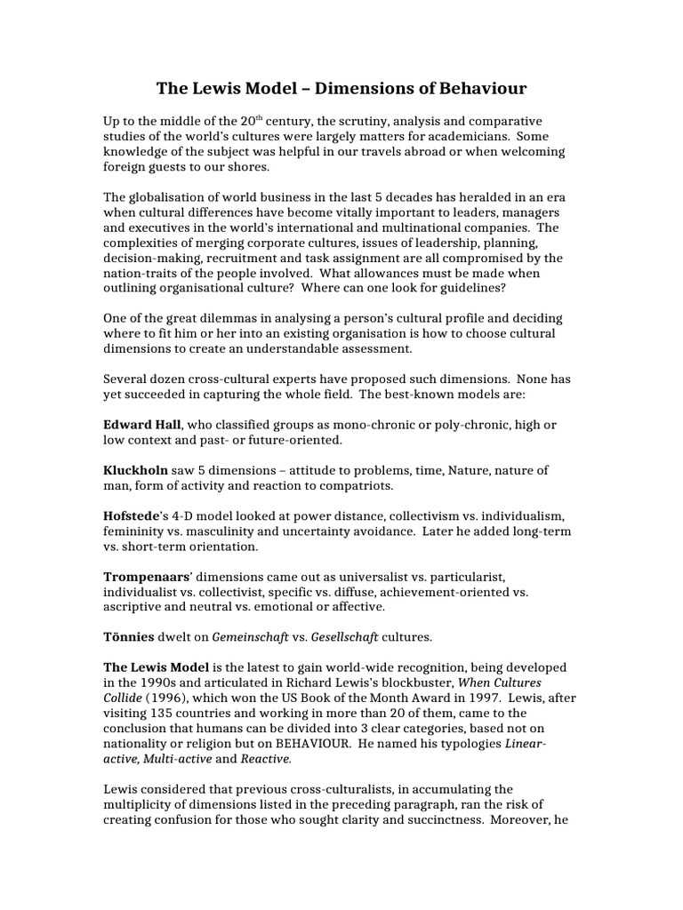Description of Lewis Model 2 | PDF | Feeling | Psychology