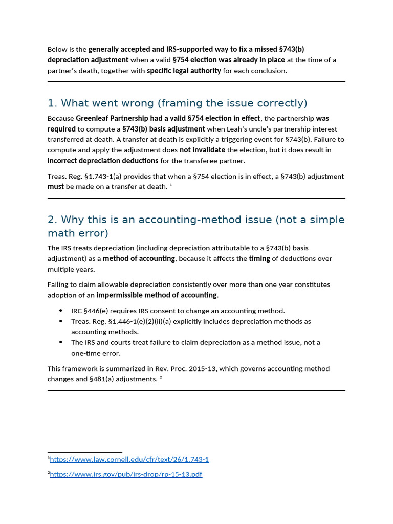 Section 743 (B) Adjustment and | PDF | Depreciation | Deductive Reasoning
