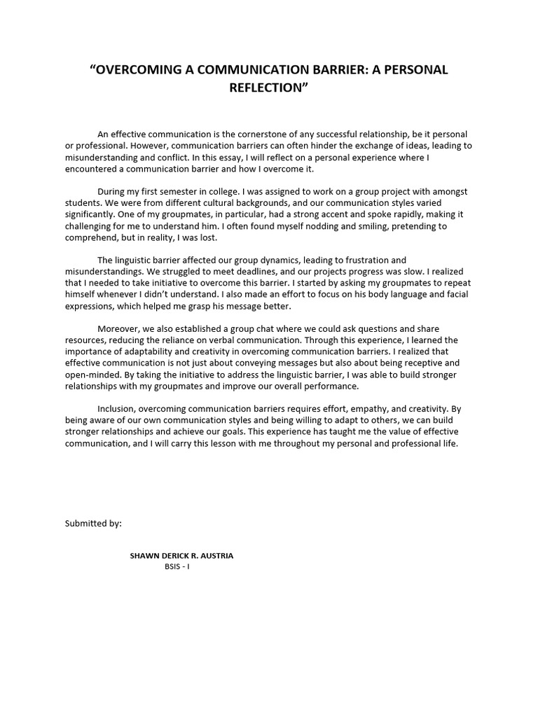 Overcoming A Communication Barrier | PDF