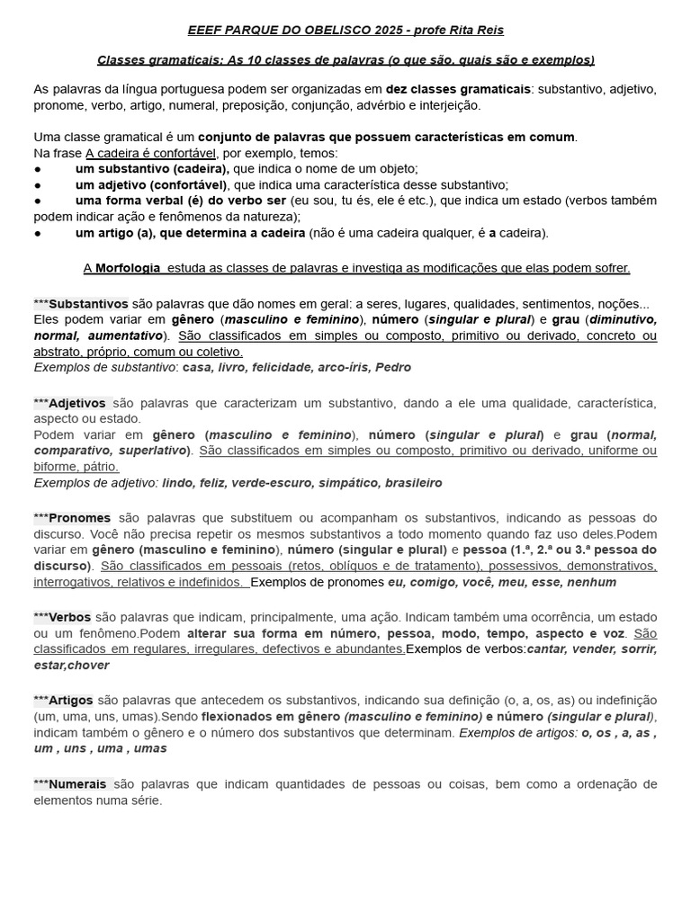 Classes gramaticais_ As 10 classes de palavras (o que são, quais são e ...