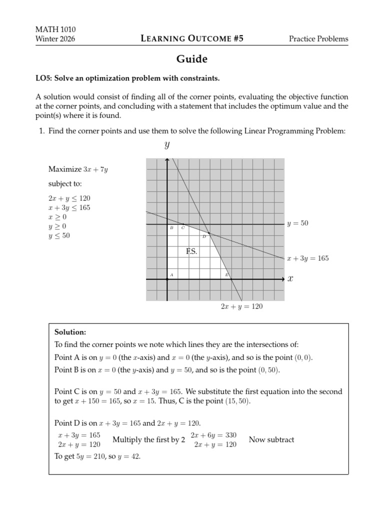 LO5 Worksheet Solutions | PDF | Mathematical Optimization | Linear ...