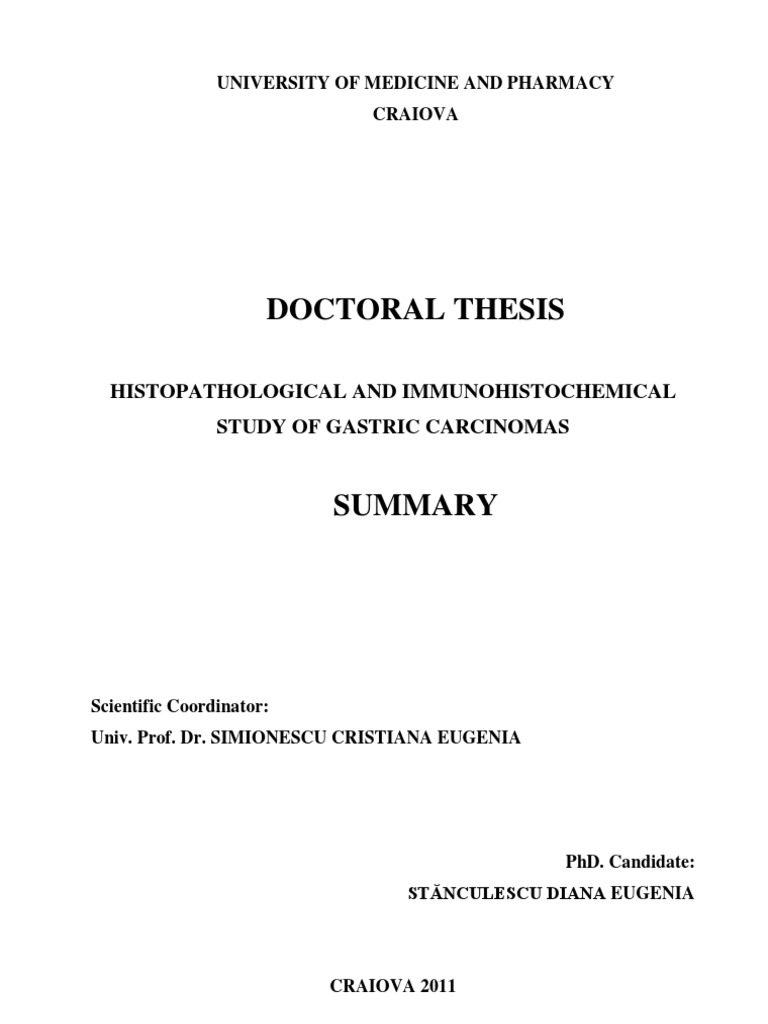 Gastric cancer phd thesis