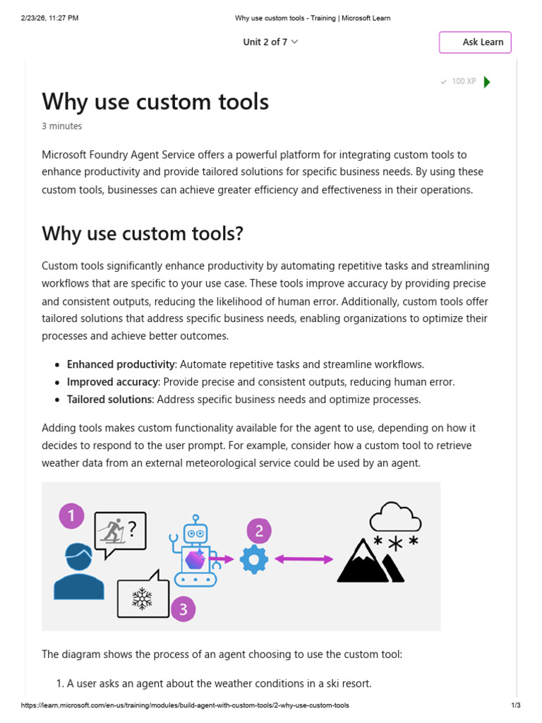 Why Use Custom Tools - Training - Microsoft Learn | PDF | Artificial ...