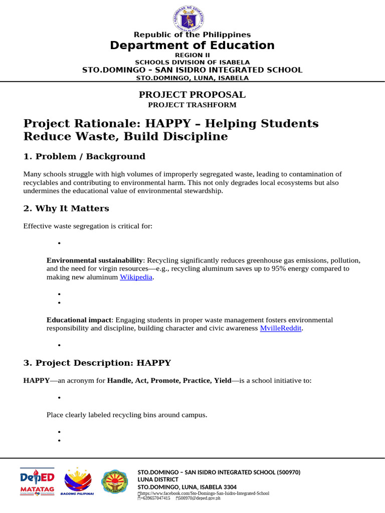 Rationale Project Happy | PDF | Recycling | Waste