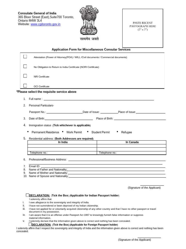 Miscellaneous Application Form | PDF | Nationality | Nation