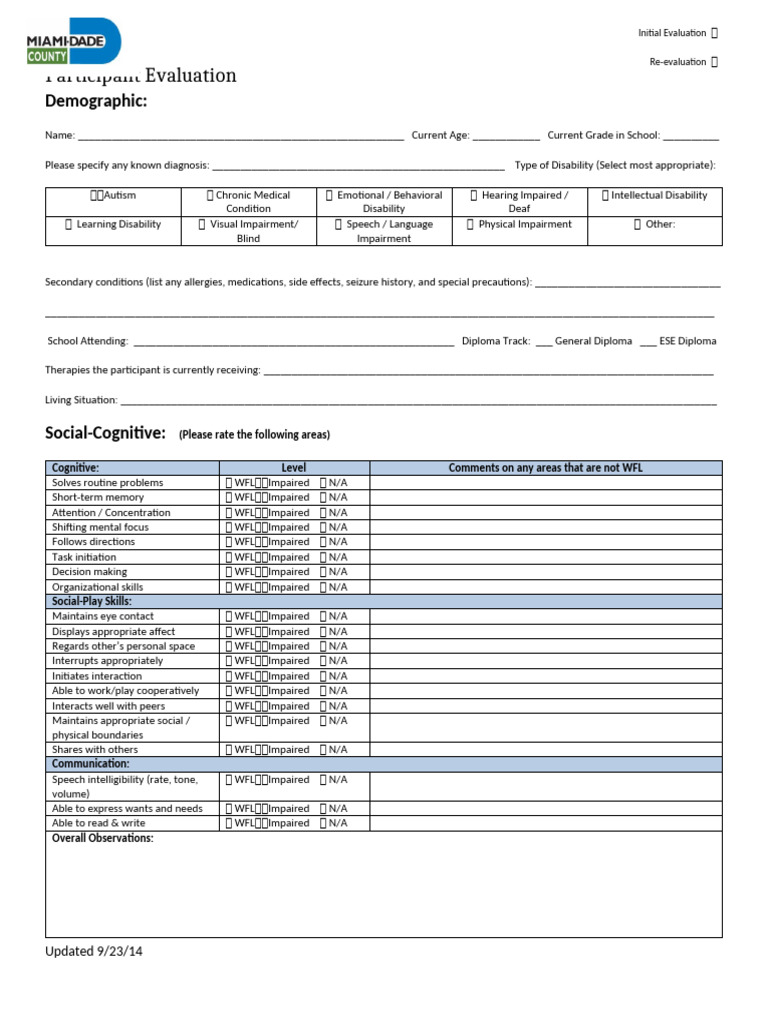 MDPROS TRI Initial Assessment Form | PDF | Disability | Emotions