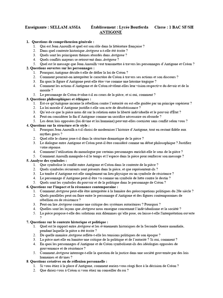 100 QST Antigone | PDF | Moralité | Loi
