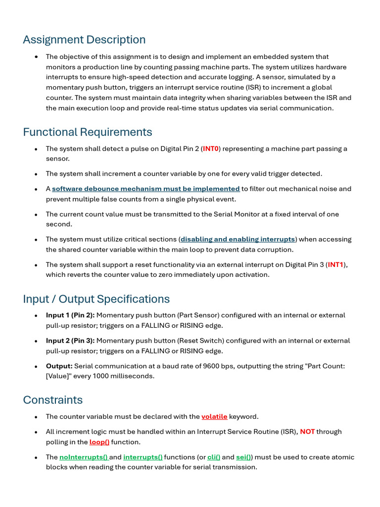 Interrupt-Based Machine Part Counter | PDF | Computer Architecture ...