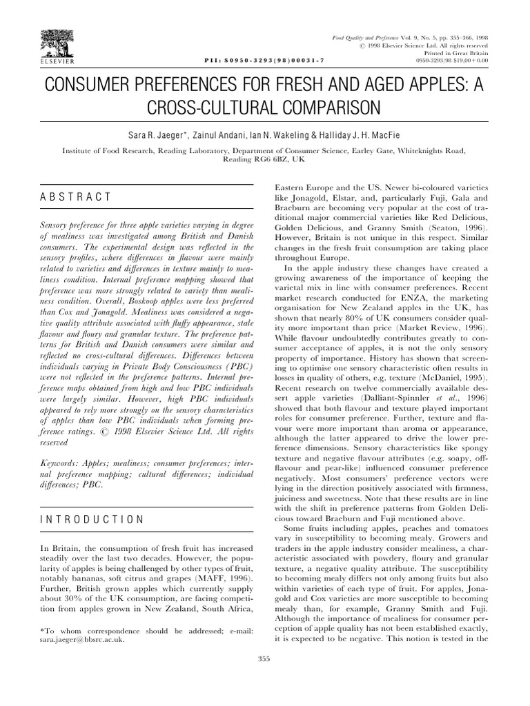 Consumer Preferences For Fresh and Aged | PDF | Principal Component ...