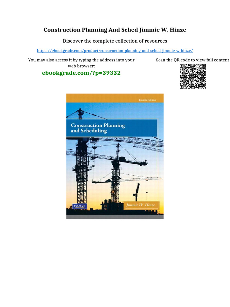 Construction Planning and Sched Jimmie W. Hinze PDF Available | PDF