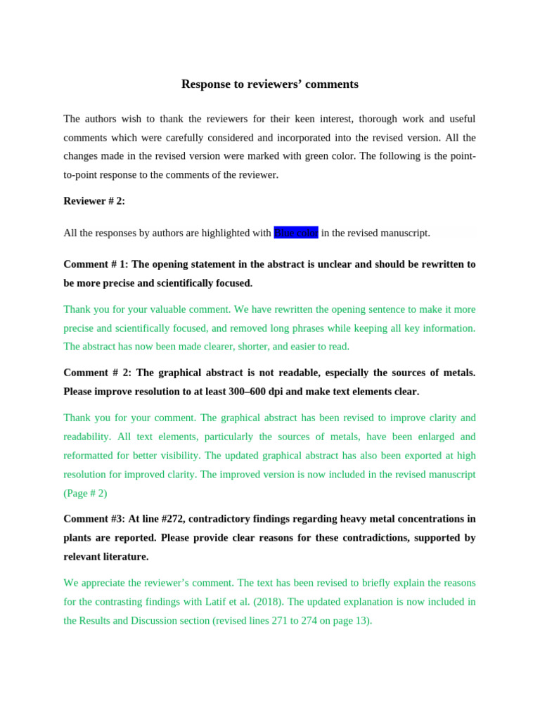Response To Reviewer 2. | PDF | Abstract (Summary) | Principal ...