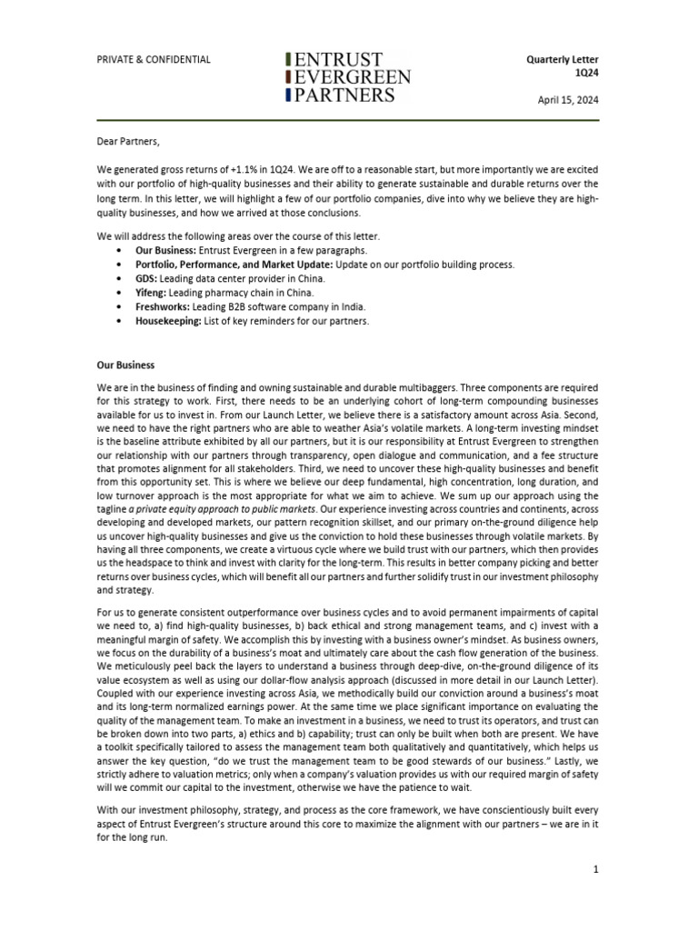 Entrust Evergreen - 1Q24 Letter - VF | PDF | Valuation (Finance ...
