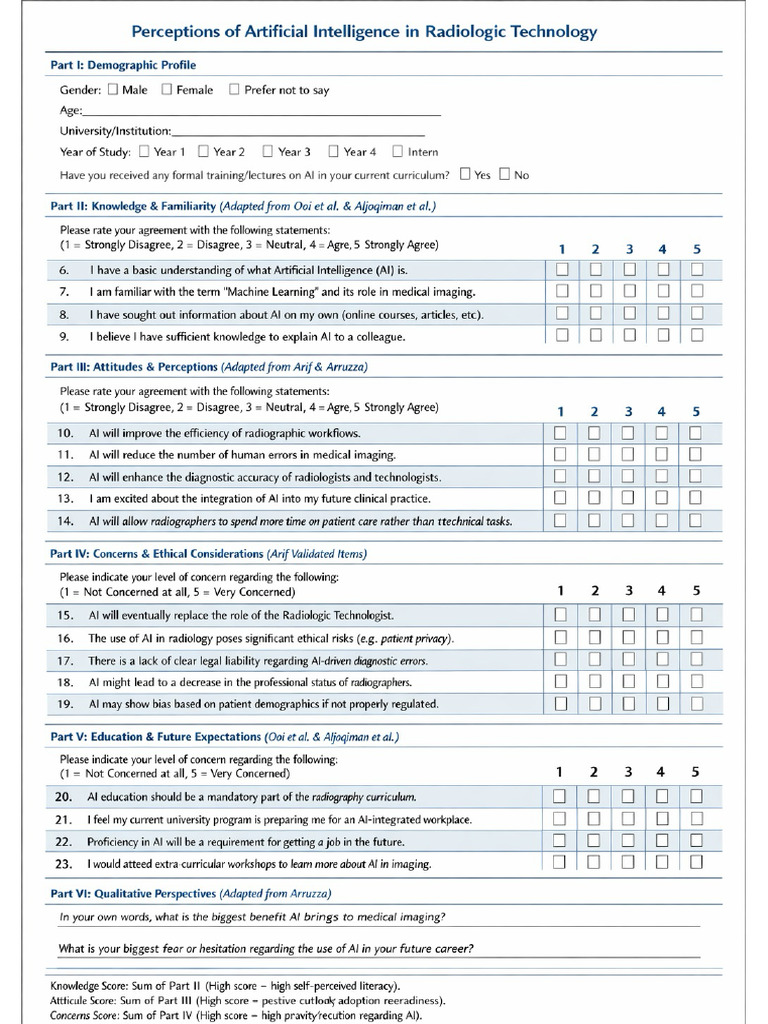 AI Radiologic Technology Questionnaire | PDF