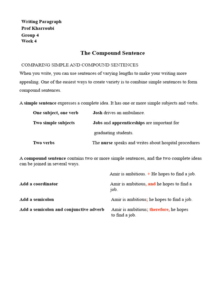 The Compound Sentence | PDF