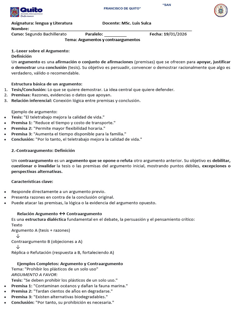3.-explic_argumento_contraargumento_2°_bach | PDF | Argumento | Residuos