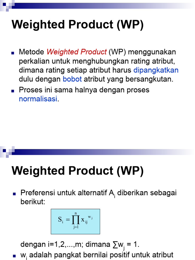 Metode Weight Product | PDF