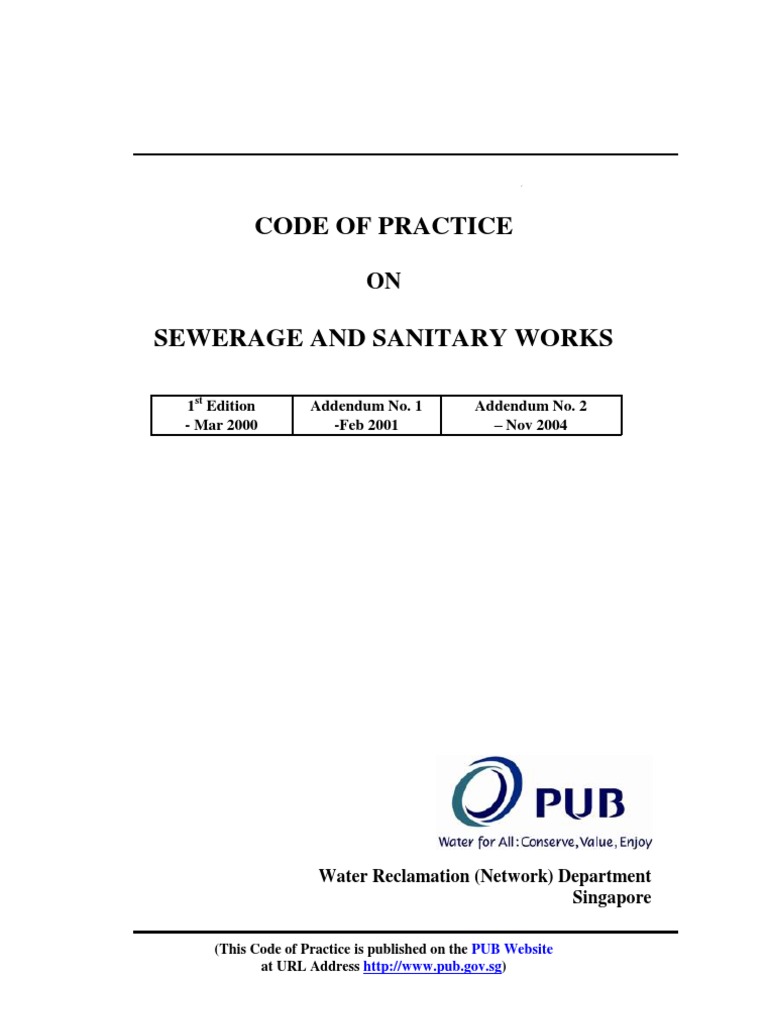 Singapore Code of Standards For Sewerage System | PDF | Sanitary Sewer ...