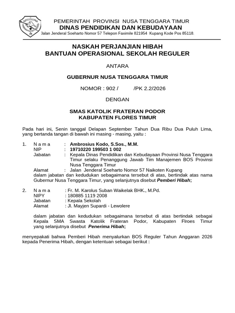 Contoh File NPH Bos 2025 | PDF