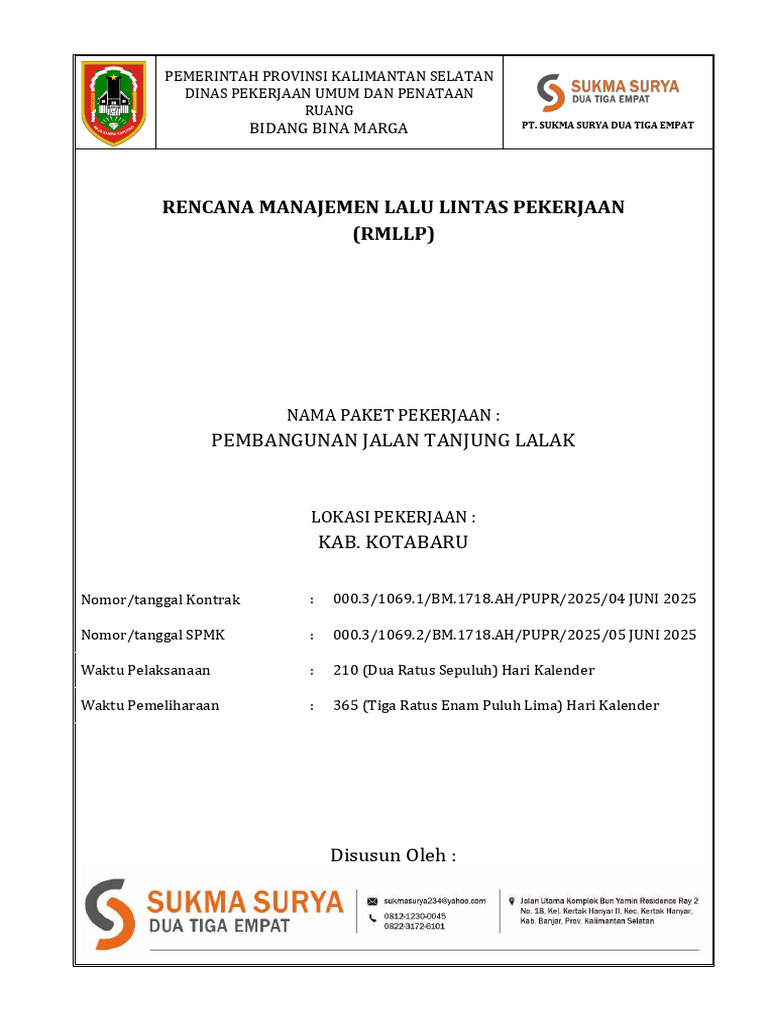 RMLLP Pembangunan Jalan Tanjung Lalak | PDF