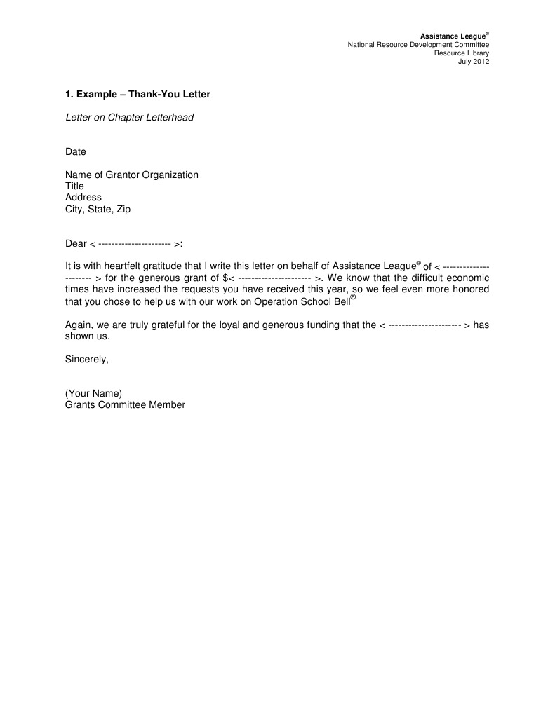 Example - Thank-You Letter: Letter On Chapter Letterhead | PDF