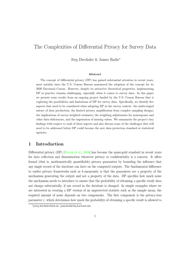The Complexities of Differential Privacy For Surve | PDF | Sampling ...