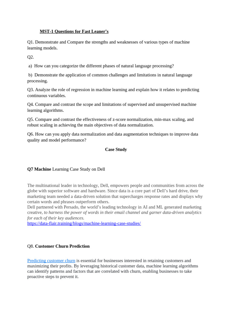Questions For Fast Leaner | PDF | Machine Learning | Data