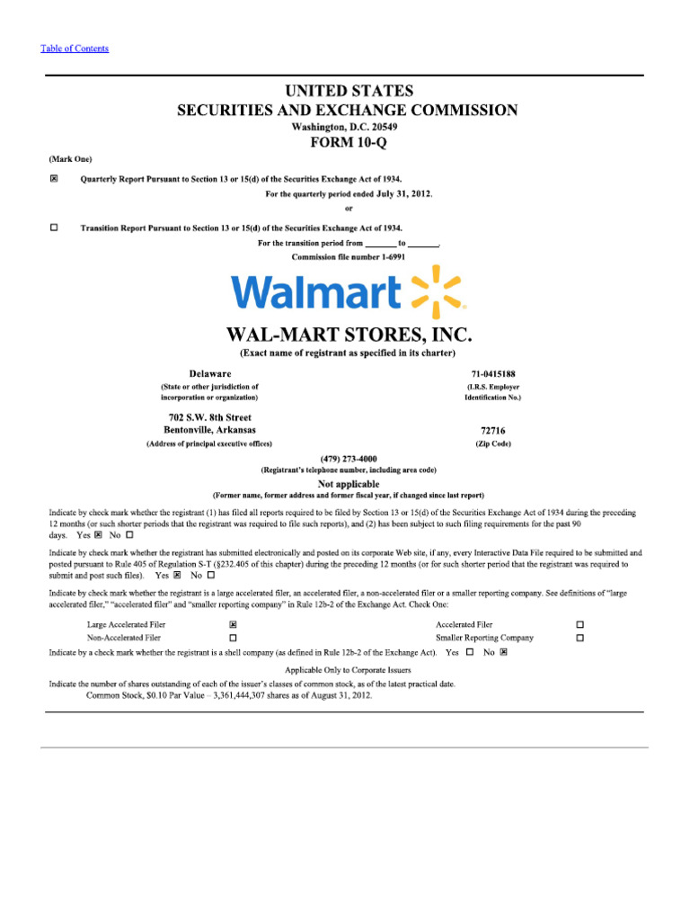 Walmart 10Q 20120906 | PDF