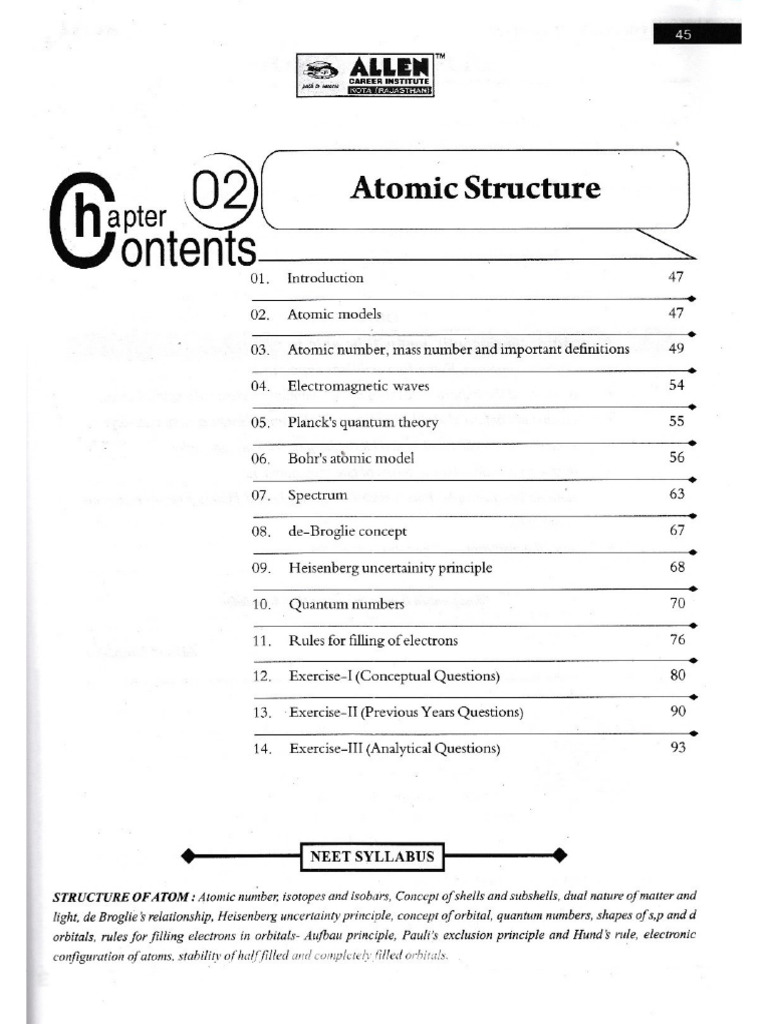 Allen Atomic Structure | PDF