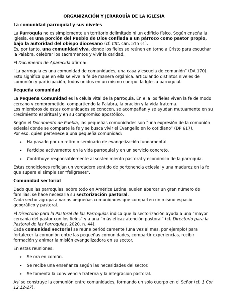Organización y Jerarquía de La Iglesia | PDF | eucaristía | Iglesia ...