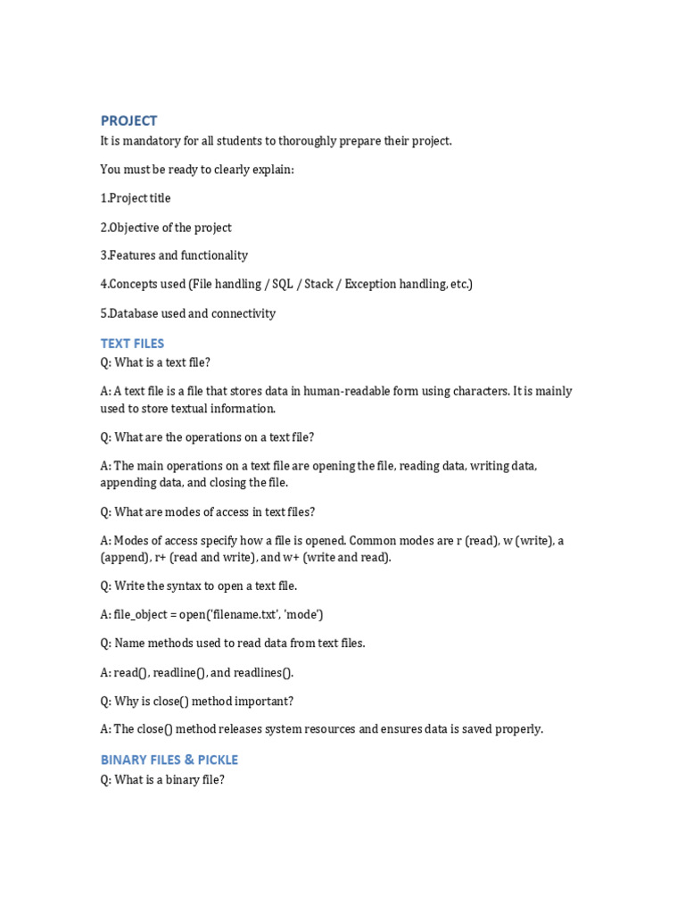 CS Practical Viva Question and Answers | PDF | Comma Separated Values ...