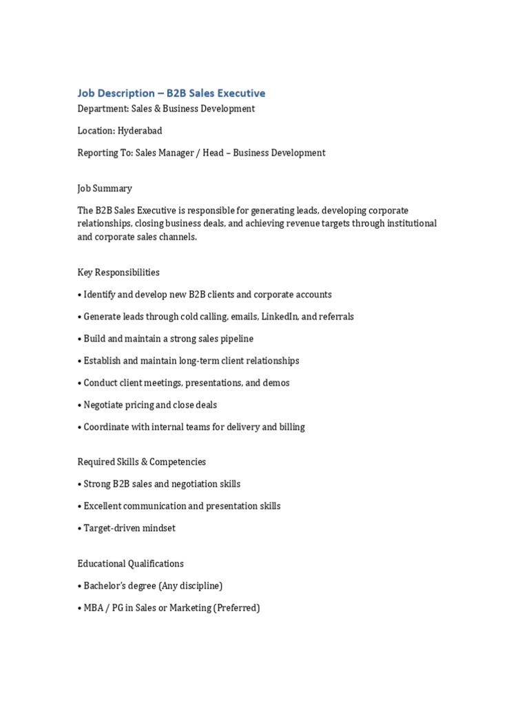 B2B Sales Executive JD | PDF