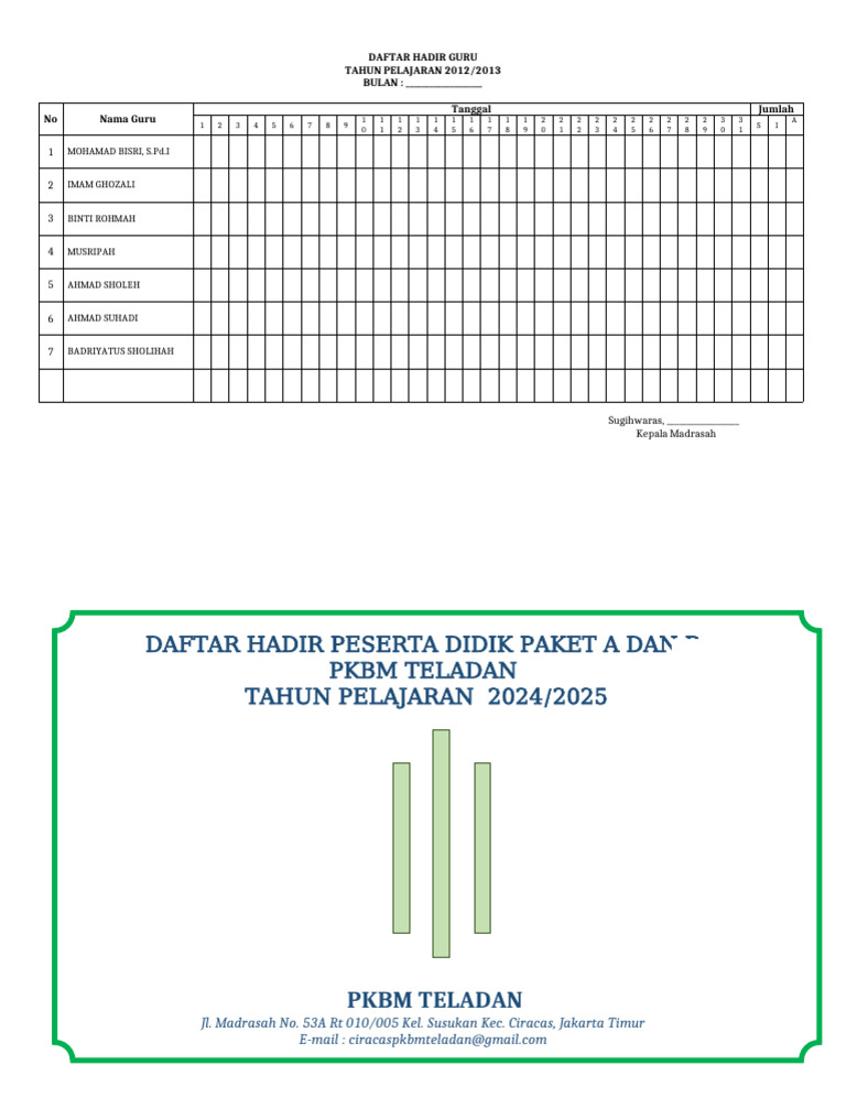 Cover Daftar Hadir | PDF