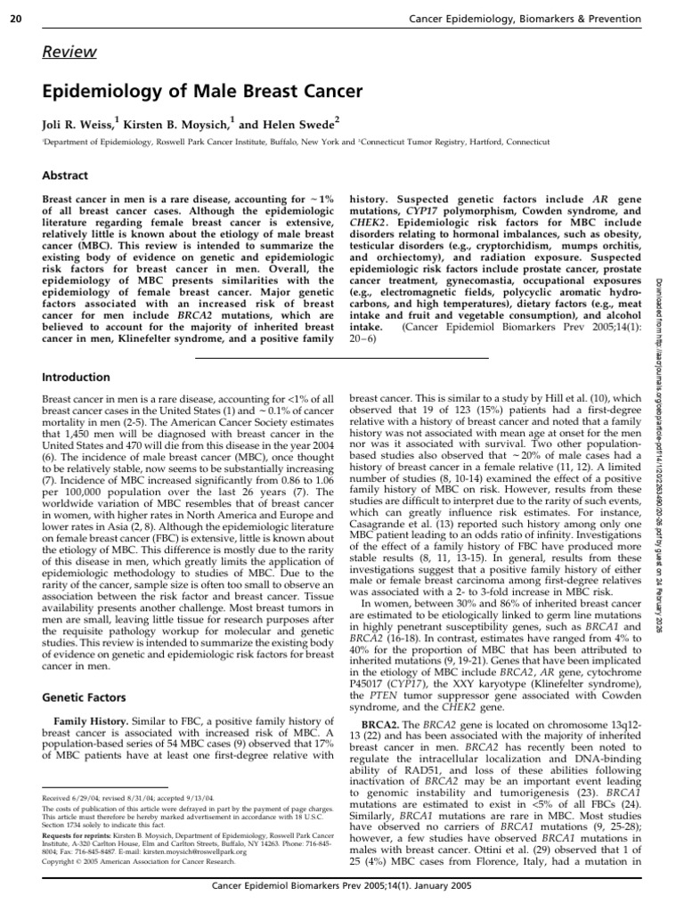 Epidemiology of Male Breast Cancer | PDF | Cancer | Breast Cancer