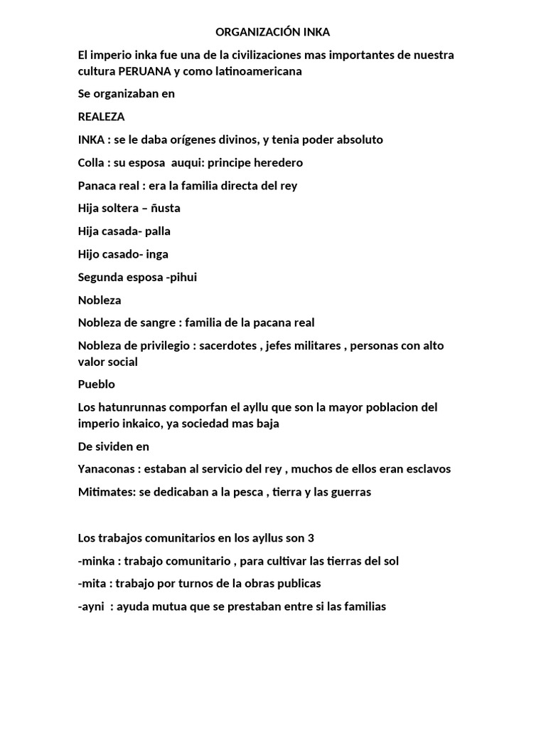 Organización Inka | PDF