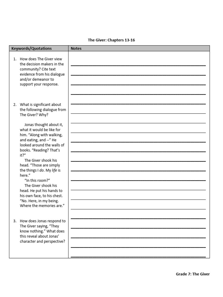Split-Page Notes (Blank - Section 5) | PDF | The Giver | Chess Theory