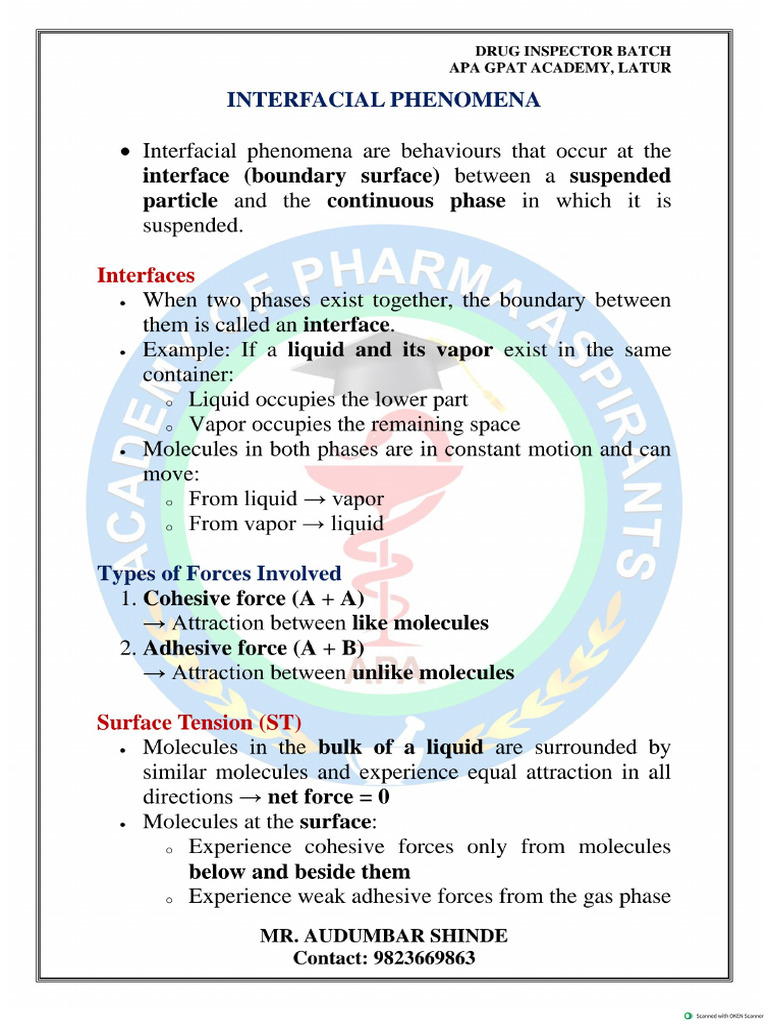 Interfacial & Surface Tension 2026 by Priya4143 | PDF