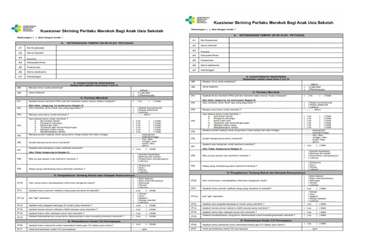 Form Skrining Merokok | PDF